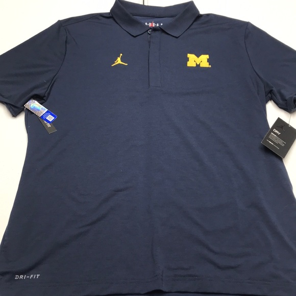 NIKE MICHIGAN WOLVERINES Mens Blue Polo Shirt - Picture 2 of 7